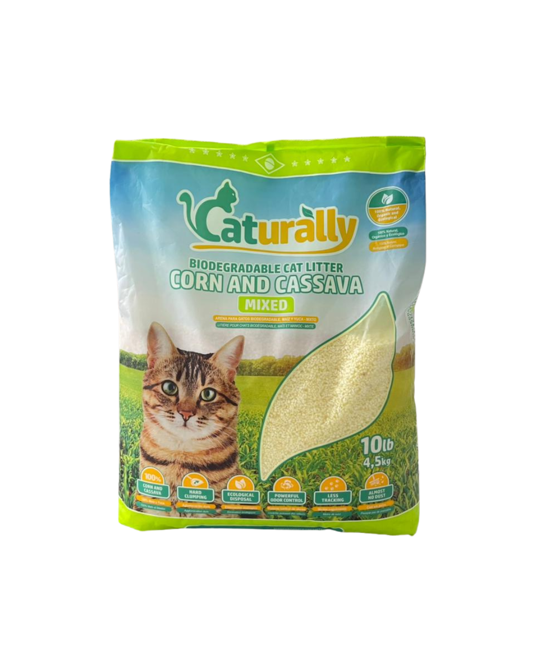Caturally Clumping Cassava and Corn Cat Litter - 13.5kg (3 x 4.5kg Bags)