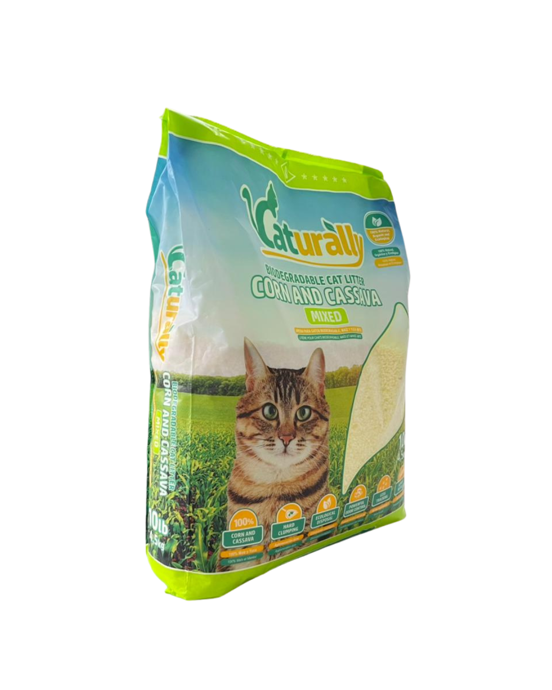 Caturally Clumping Cassava and Corn Cat Litter - 13.5kg (3 x 4.5kg Bags)