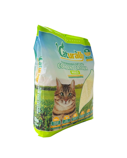 Caturally Clumping Cassava and Corn Cat Litter - 13.5kg (3 x 4.5kg Bags)