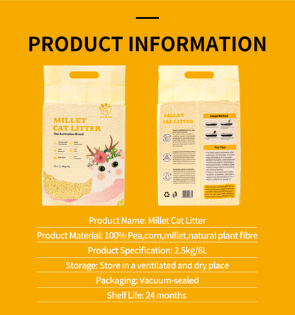 Pawtie Pure Purr-Fection Millet Cat Litter – 20kg / 48L