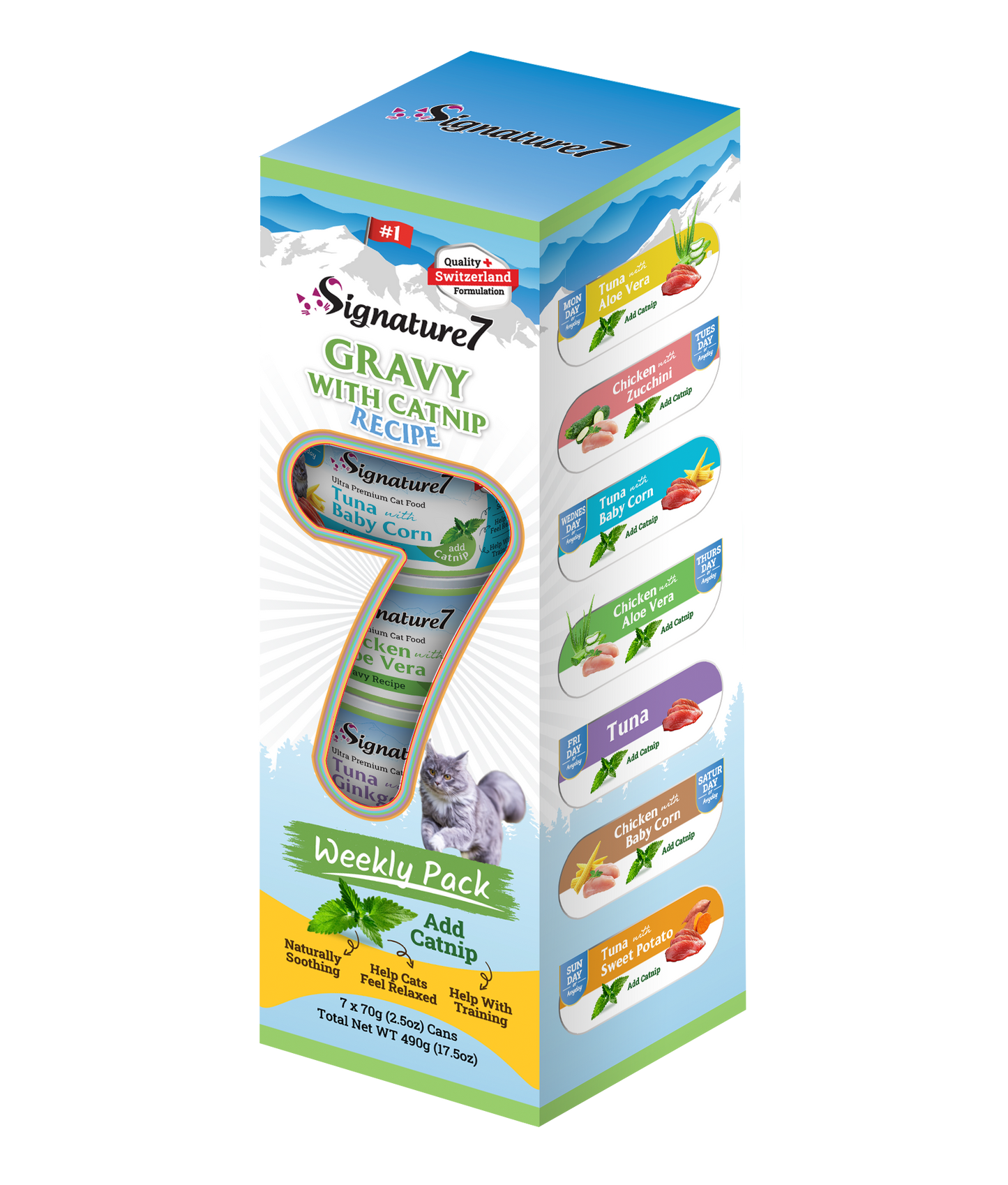 Signature7 GRAVY with catnip 7 days variety pack
